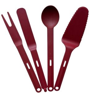 Tupperware Kitchen Duos 4 Pc Kitchen Utensils Paprika Red Spoon Pie Fork Spatula
